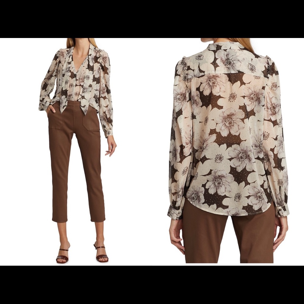 Paige Large Floral Printed Blouse Size L